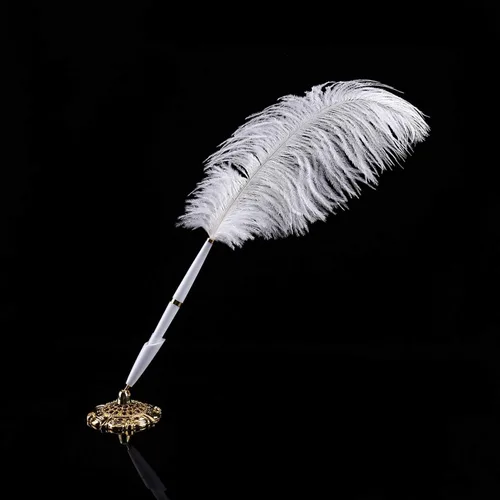 Miniatura 5 de Tyenaza Pluma de pluma de avestruz retro, pluma de firma de oficina, regalo de cumpleaños personalizado, pluma de avestruz, pluma de agua