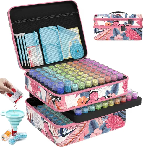 Miniatura 26 de ARTDOT Contenedor de almacenamiento de 30 ranuras para kits de arte de diamantes para adultos, cajas de almacenamiento portátiles de cuentas