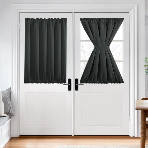 Miniatura 126 de Cortina térmica para puerta con bolsillo para barra, opacas, tratamiento de ventanas con ojales y ojales Deconovo 1 panel
