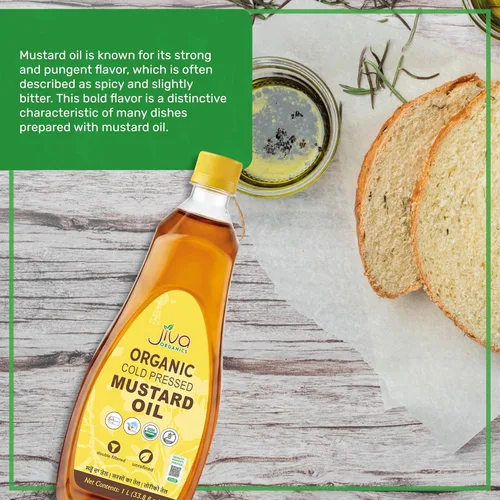 Miniatura 4 de Aceite de mostaza orgánico Jiva Organics 1 litro (33.8 onzas) - Sin GMO, Premium, prensado en frío