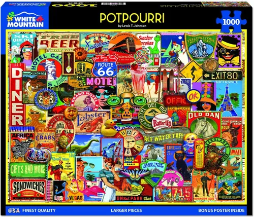 Miniatura 2 de White Mountain Rompecabezas de 1000 piezas vintage para viajes por carretera, collage con piezas grandes para adultos y familia, 24 x 30 pulgadas