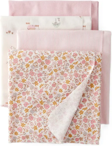 Miniatura 8 de Carter's Paquete de 4 mantas de recepción unisex para bebé, de algodón suave y transpirable, fundas ligeras para bebé, esenciales para guardería, 40