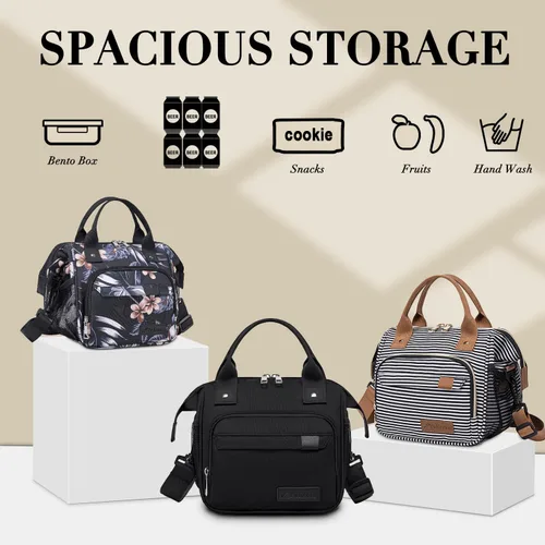 Miniatura 8 de TuErCao - Bolsa de almuerzo pequeña, ligera y aislada para mujer; para trabajo, portátil, suave enfriador para pícnic, viajes, viajes por carretera