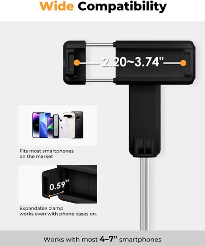 Miniatura 3 de Palo selfie con control remoto inalámbrico – Palo selfie portátil para iPhone y Android, soporte plegable ligero para teléfono celular