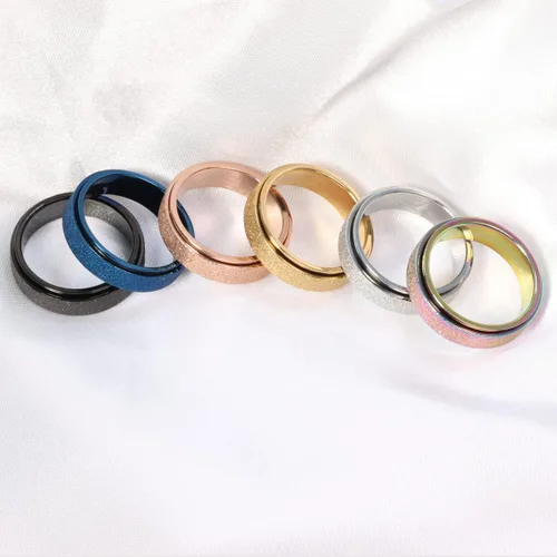 Miniatura 4 de AmorArtSky Anillo para ansiedad para mujeres y hombres, anillo antiansiedad para aliviar el estrés, anillo giratorio de acero inoxidable de titanio