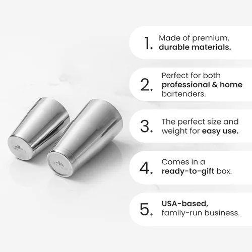 Miniatura 3 de Coctelera Boston Shaker de acero inoxidable, set de 2 piezas: 18 oz sin contenido y 28 oz con contenido, coctelera profesional para barman, Acero