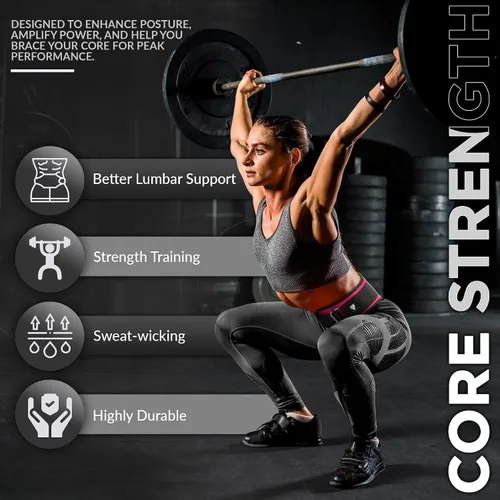 Miniatura 6 de RDX Cinturón de levantamiento de pesas para mujer de 6.5 pulgadas, soporte lumbar acolchado curvado para la espalda, entrenamiento de fuerza física
