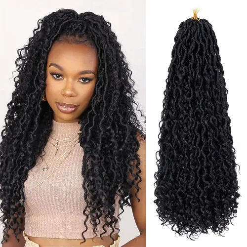 Miniatura 12 de Goddess Locs - Cabello de ganchillo de 8 pulgadas, 6 paquetes de rastas sintéticas de cabello de ganchillo para mujeres negras, cabello suave 1b