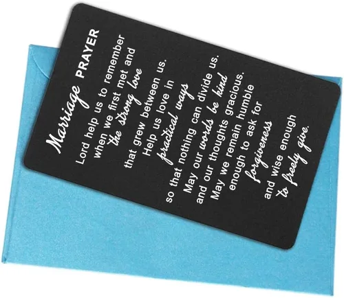 Miniatura 6 de Tarjeta de oración de matrimonio, tarjeta de aluminio grabada, boda perfecta para marido, cabe en la cartera