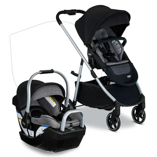 Britax - Sistema de viaje para bebé Willow Grove SC, combinación de silla de auto y cochecito infantil con base Alpine, tecnología ClickTight,