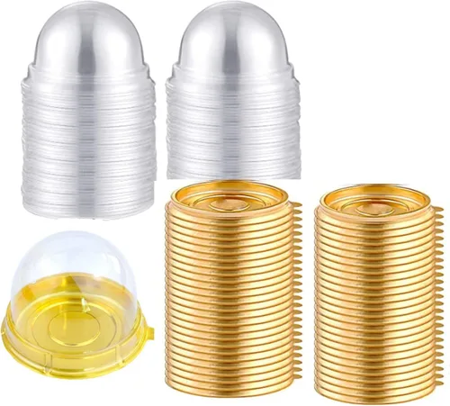 Miniatura 7 de Contenedor de plástico transparente para cupcakes, 50 cajas para cupcakes, cupcakes, magdalenas, cápsulas, cúpula, muffins, contenedor