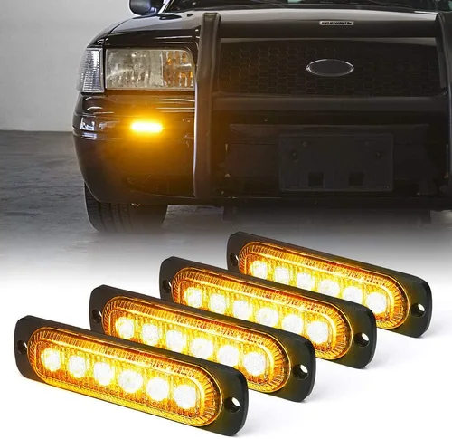 Miniatura 12 de Xprite 10 luces LED estroboscópicas de emergencia, ámbar de 12 luces LED estroboscópicas intermitentes, función de sincronización, luz de parrilla
