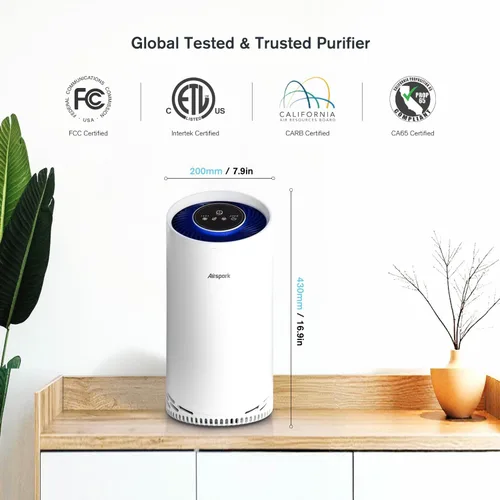 Miniatura 6 de Purificadores de aire para el hogar, habitación grande, dormitorio de hasta 2400 pies² con HEPA verdadero de 4 etapas. El filtro de aire Airspark