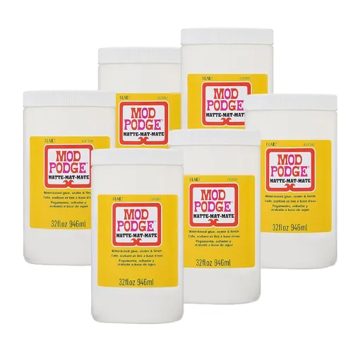 Mod Podge CS11303 Sellador base de agua, pegamento y acabado, 32 onzas, mate (paquete de 6)