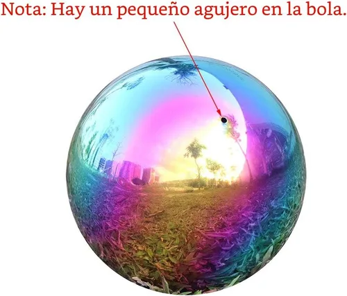 Miniatura 2 de Bolas de Espejo Arcoíris para Jardín, Esfera Brillante de Acero Inoxidable Pulido, Ideal como Regalo para Casa Nueva (15,24 cm)