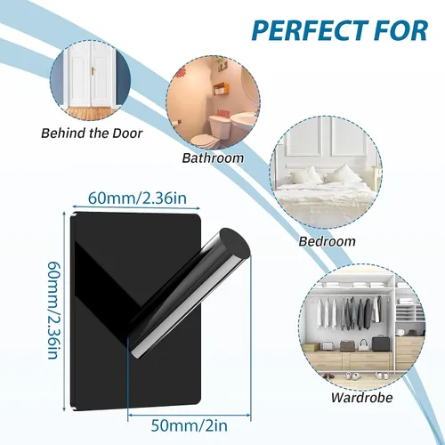 Miniatura 2 de Jetec 12 ganchos acrílicos para colgar en la pared, perchero, bata, organizador individual, gancho de pared transparente adhesivo decorativo