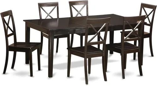 Miniatura 12 de East West Furniture HEBO7-CAP-LC - Juego de mesa y sillas de cocina de 7 piezas, consta de una mesa de comedor rectangular con pedestal y 6 sillas