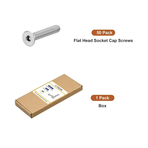 Miniatura 7 de DTGN Tornillos de cabeza plana M5-0.031 x 1.181 in, paquete de 50 tornillos de cabeza plana de acero inoxidable 304, rosca completa, pernos