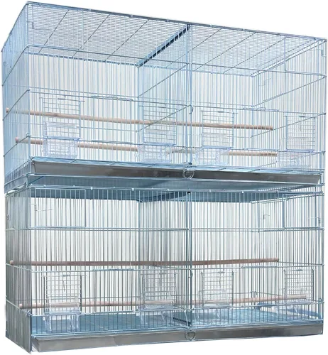 Miniatura 17 de Gran lote de jaula de vuelo para pájaros, sin óxido, galvanizada, chapada en zinc, apilable, con divisor central removible y puertas para nido
