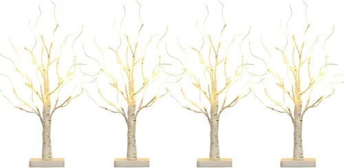 Miniatura 8 de EAMBRITE Árbol de abedul con luces LED para decoración de Navidad en interiores, árbol de mesa iluminado de 22 en 24 LED, ramita blanca, funciona