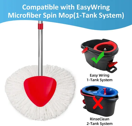 Miniatura 2 de Paquete de 2 cabezales de repuesto de trapeador giratorio compatibles con O ceda EasyWring 1 sistema de tanque, repuestos de microfibra