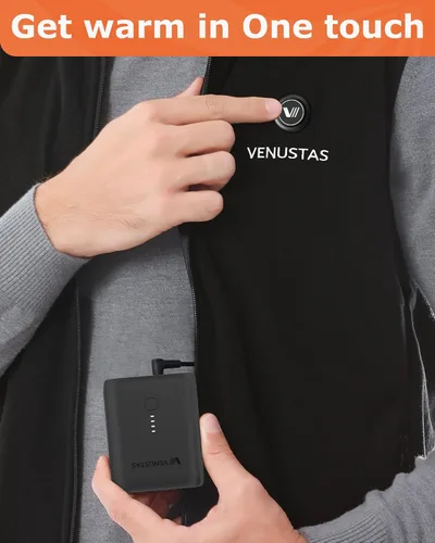 Miniatura 5 de Venustas Chaleco térmico de forro polar para hombre con batería de 7.4 V, chaleco eléctrico aislado ligero