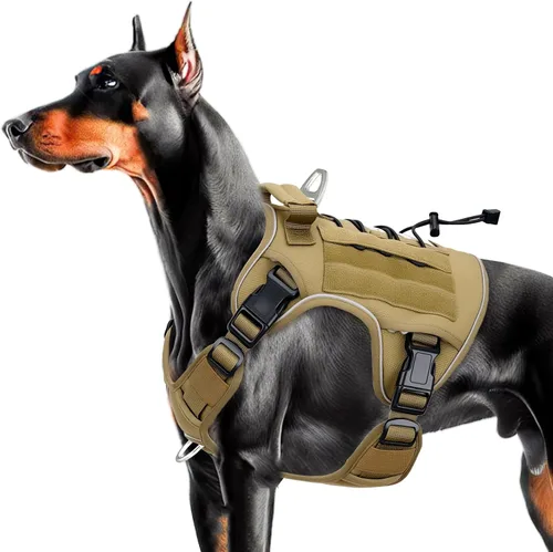 Miniatura 40 de Arnés táctico para perros grandes, chaleco reflectante ajustable sin tirones con sistema Molle, control de grado militar K9 para entrenamiento