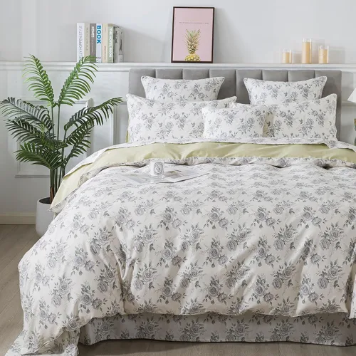 Miniatura 17 de FADFAY Juego de funda de edredón con estampado floral de roseta, juego de ropa de cama de encaje con volantes para niñas, 3 piezas, tamaño individual