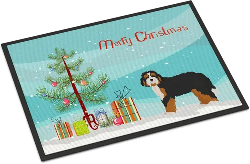 Miniatura 250 de Caroline's Treasures CK3799MAT Akita Shepherd - Tapete de árbol de Navidad de 18 x 27 pulgadas, tapete para puerta delantera, interior y exterior
