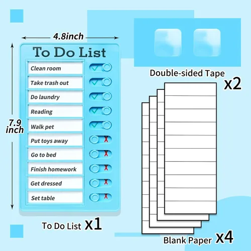 Miniatura 6 de Tabla de tareas para niños, lista de tareas, tabla de rutina diaria y lista de verificación de planificación y tabla de planificación portátil