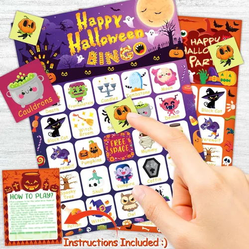 Miniatura 5 de YTSQLER Juego de bingo de Halloween para 24 jugadores, tarjetas de bingo de Halloween, juegos de fiesta de Halloween para niños y adultos, actividad