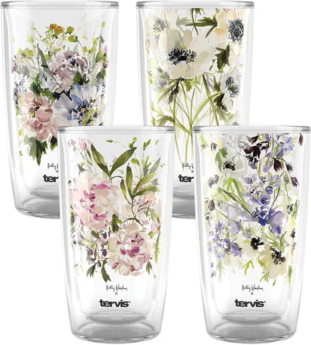 Tervis Kelly Ventura Floral Vista Collection - Vaso aislado de doble pared hecho en Estados Unidos mantiene las bebidas frías y calientes, 16 onzas,