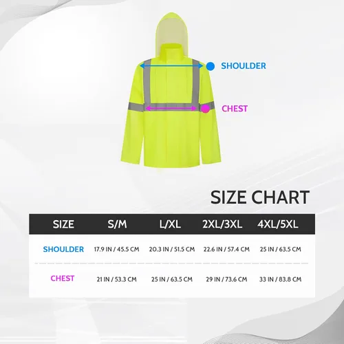 Miniatura 5 de TCCFCCT Chaqueta de lluvia de alta visibilidad para hombre, impermeable, abrigo de lluvia de alta visibilidad para hombres y mujeres con capucha