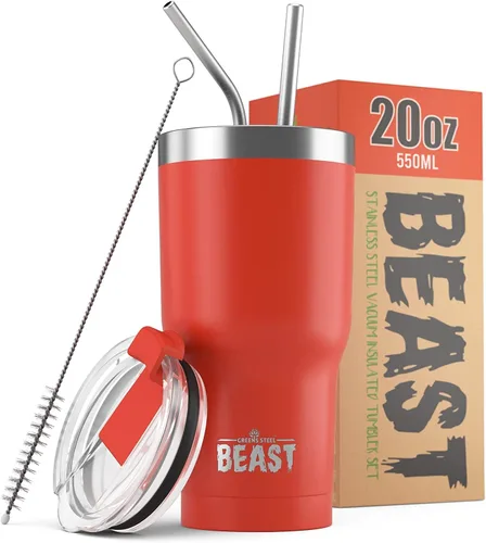 Miniatura 77 de Beast Vaso Térmico de 30 oz de Acero Inoxidable con Aislamiento al Vacío para Café y Hielo de Doble Pared Termo de Viaje (Rojo Arándano)