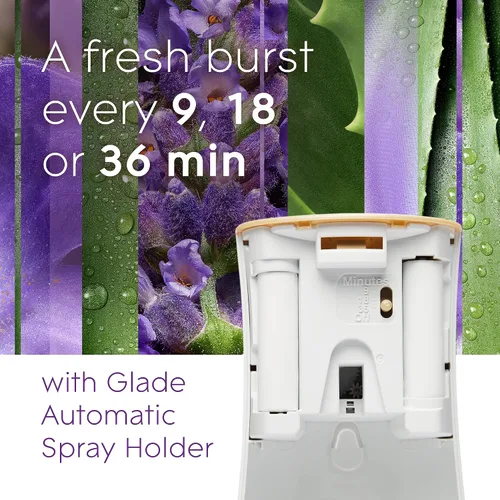Miniatura 3 de Glade Repuesto automático en aerosol, ambientador para el hogar y el baño, lavanda y aloe tranquilos, 6.2 onzas