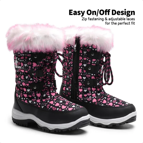 Miniatura 5 de DREAM PAIRS Botas de nieve de invierno antideslizantes con forro de piel sintética hasta la rodilla para niños y niñas