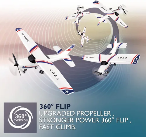 Miniatura 3 de Nuevo avión RC P707 PRO 3Ch con GYRO, avión de ala fija para exteriores con transmisor de 2.4G, batería adicional y hélice... (Regular)