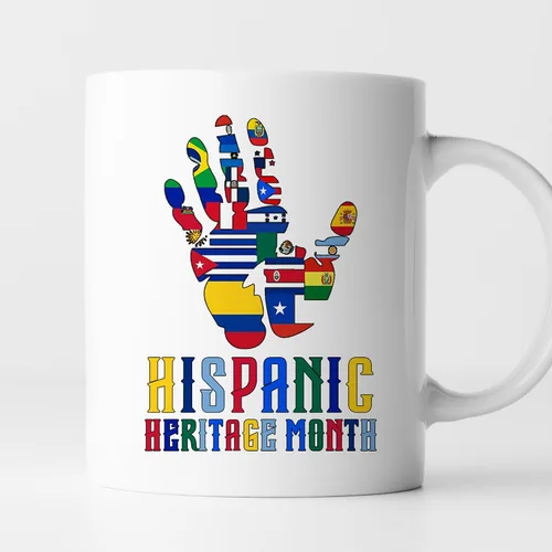 TODOLIA -11Oz- Taza de café del mes de la herencia hispana, taza de café de la herencia hispana 2024, taza de regalo latina española, taza del