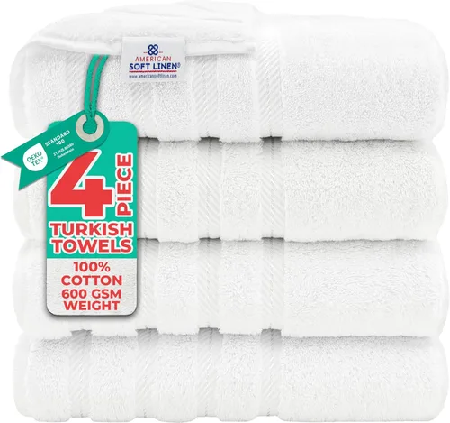 Miniatura 47 de American Soft Linen - Juego de 4 toallas, 100% de algodón turco, 27 x 54 pulgadas, tamaño extragrande, toallas para la ducha, color amarillo