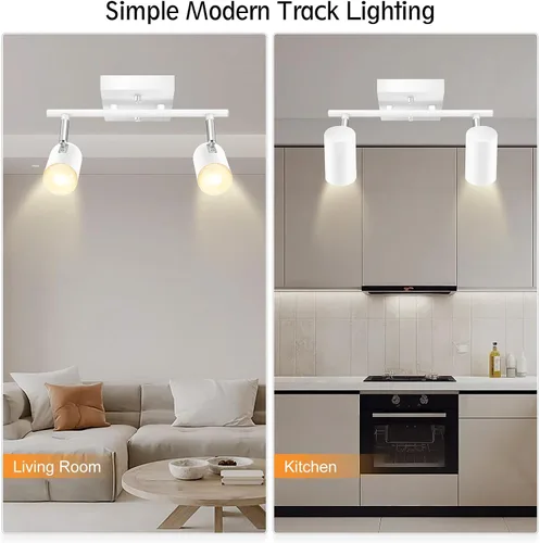 Miniatura 4 de BoostArea Kit de iluminación de pista de 2 luces, iluminación de pista LED con zócalo GU10, cabezales de luz flexiblemente giratorios, modernas