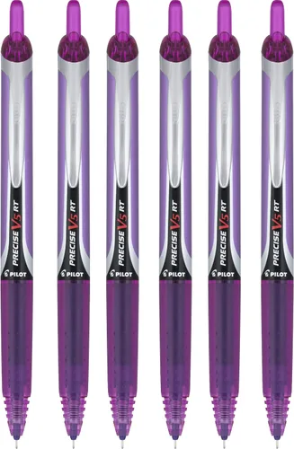 Miniatura 5 de PILOT Precise V5 RT - Bolígrafos de tinta líquida recargables y retráctiles, punta extrafina (0.020 in), tinta azul marino, paquete de 6