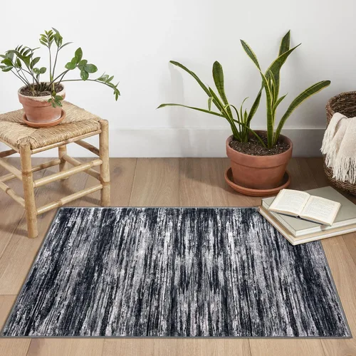 Miniatura 2 de SIILOOM - Alfombra 2x3 pies azul marino blanca moderna abstracta entrada, supersuave antideslizante lavable cocina, tapete bajo dormitorio puerta