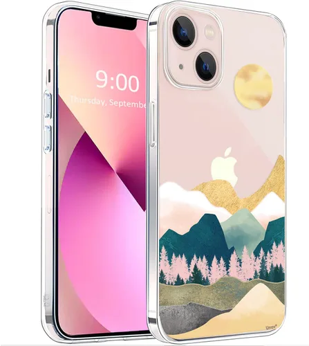 Miniatura 20 de Unov - Funda compatible con iPhone 13 Pro, funda transparente con diseño, patrón floral en relieve, suave protector delgado de TPU contra golpes