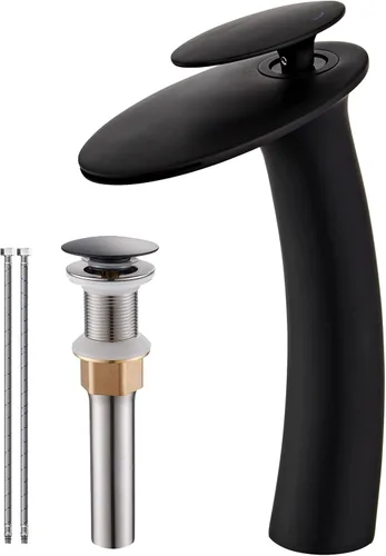 Miniatura 10 de Grifo de lavabo de baño de cascada de oro cepillado con montaje de drenaje desplegable, grifo de tocador de latón de un solo agujero, grifo