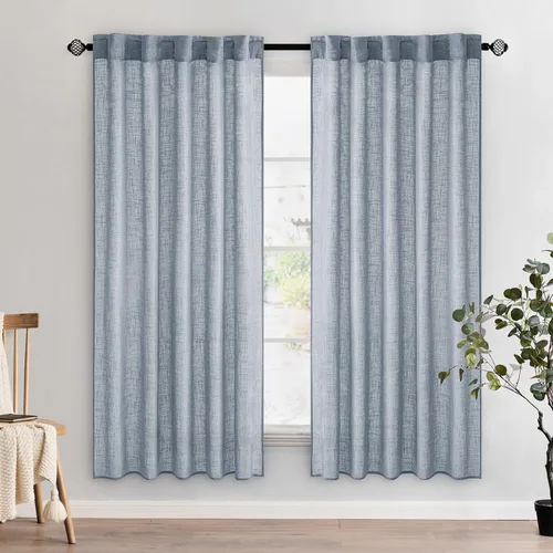 Miniatura 80 de MIULEE Cortinas de lino blanco de 108 pulgadas de largo para dormitorio, sala de estar, cortinas de ventana con textura de lino suave y grueso, Lino