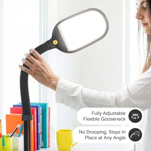 Miniatura 3 de Brightech Litespan - Lámpara de Pie LED Brillante para Lectura Sobre Silla, Manualidades y Lectura, Luz de Esteticista para Extensiones de Pestañas