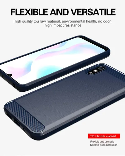 Miniatura 6 de Asuwish Funda de teléfono para Xiaomi Redmi 9A Redme 9i con protector de pantalla de vidrio templado y accesorios de celda suave y delgada de Azul