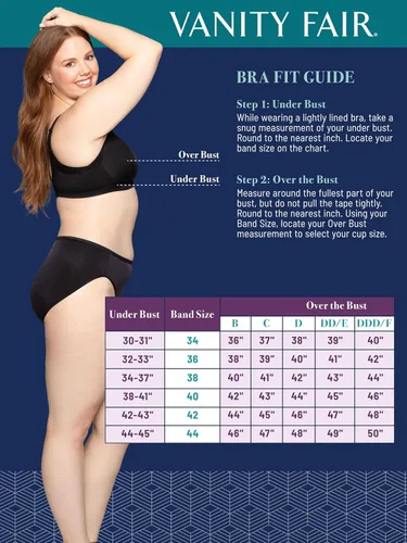 Miniatura 5 de Vanity Fair Brasier inalámbrico de figura completa para mujer, alisado lateral extendido y espalda, copas ligeramente forradas hasta DDD