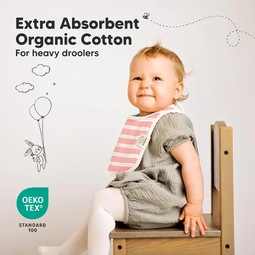 Miniatura 5 de Paquete de 8 baberos orgánicos para bebés, para niñas y niños, baberos de dentición para niños y niñas, baberos para recién nacidos (dulce encanto)