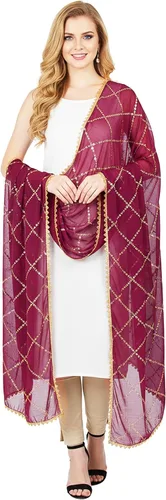 Miniatura 9 de Chandrakala Dupatta de gasa para mujer, chal bufanda envolvente Chunni (D238-P)